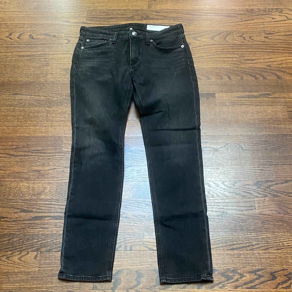 Women’s Rag & Bone Dre Low-Rise Slim Boyfriend Size 25 Faded Black